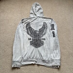 Harley Davidson Hoodie Womens 3X Gray Full Zip Eagle 1903 Graphic Sweatshirt